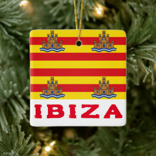 Adorno De Cerámica Bandera de Ibiza, España