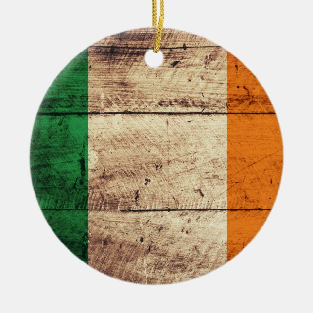 Adorno De Cerámica Bandera de Irlanda de madera (Frente)