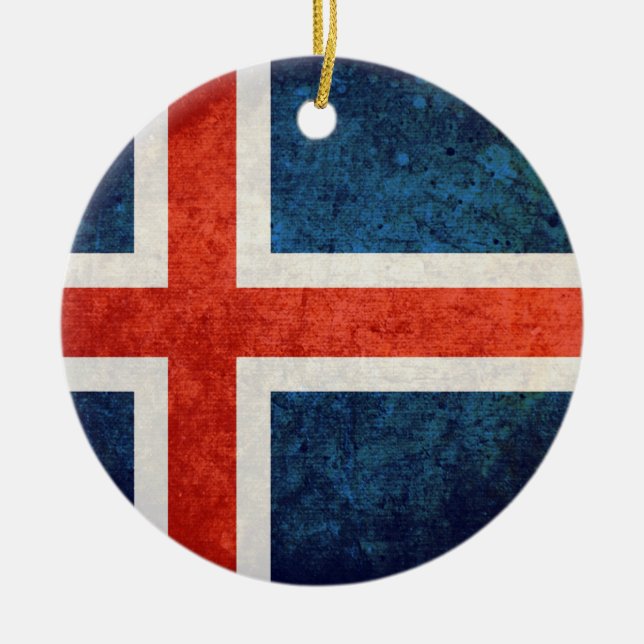 Adorno De Cerámica Bandera de Islandia (Frente)