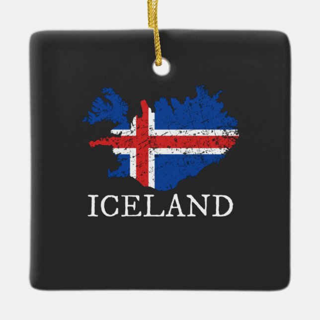 Adorno De Cerámica Bandera de Islandia (Anverso)