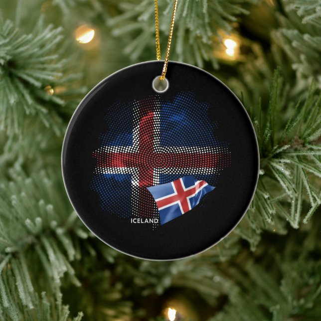 Adorno De Cerámica bandera de Islandia (Árbol)