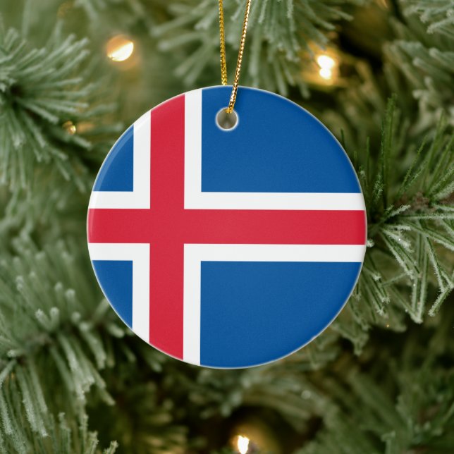 Adorno De Cerámica Bandera de Islandia (Árbol)