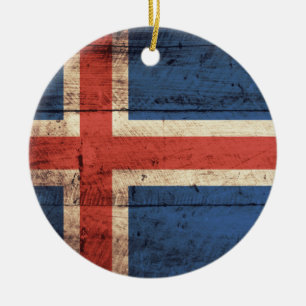 Adorno De Cerámica Bandera de Islandia de madera