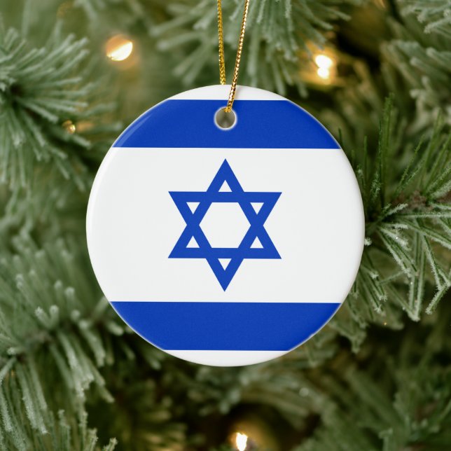 Adorno De Cerámica Bandera de Israel (Árbol)