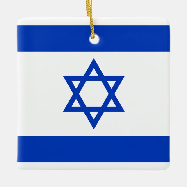 Adorno De Cerámica Bandera de Israel (Anverso)
