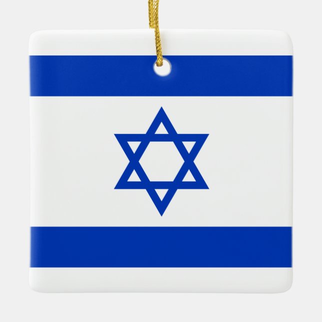 Adorno De Cerámica Bandera de Israel (Anverso)