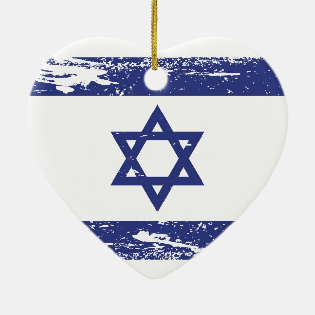 Adorno De Cerámica Bandera de Israel del Grunge (Atrás)