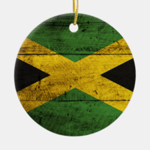 Adorno De Cerámica Bandera de Jamaica de madera antigua