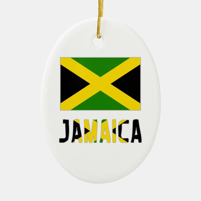 Adorno De Cerámica Bandera de Jamaica y palabra (Frente)