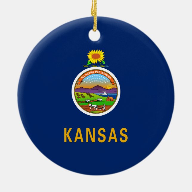 Adorno De Cerámica Bandera de Kansas (Atrás)