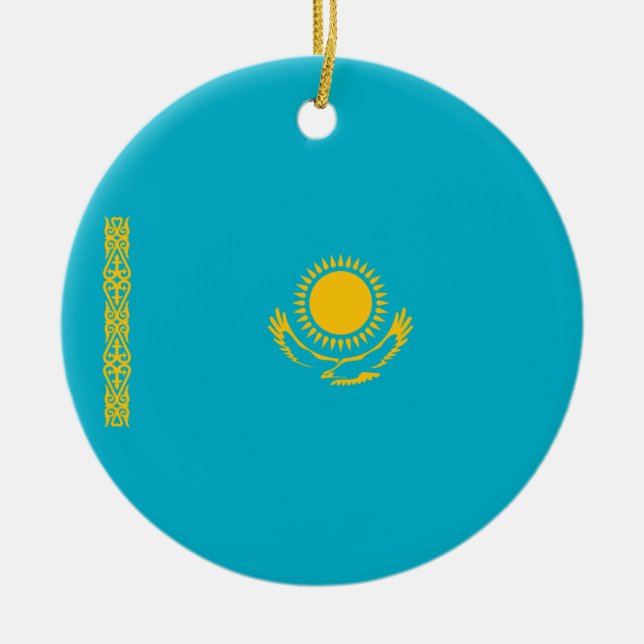 Adorno De Cerámica Bandera de Kazajistán (Frente)