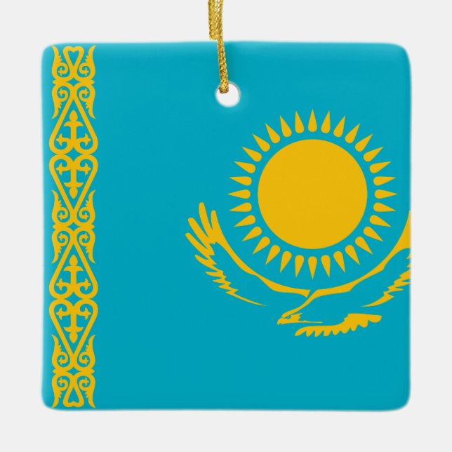 Adorno De Cerámica Bandera de Kazajistán (Anverso)