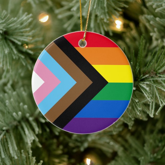 Adorno De Cerámica Bandera de la diversidad gay inclusiva arco iris L (Árbol)