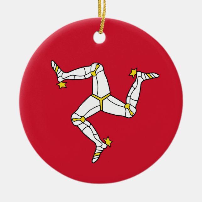 Adorno De Cerámica Bandera de la Isla de Man (Frente)