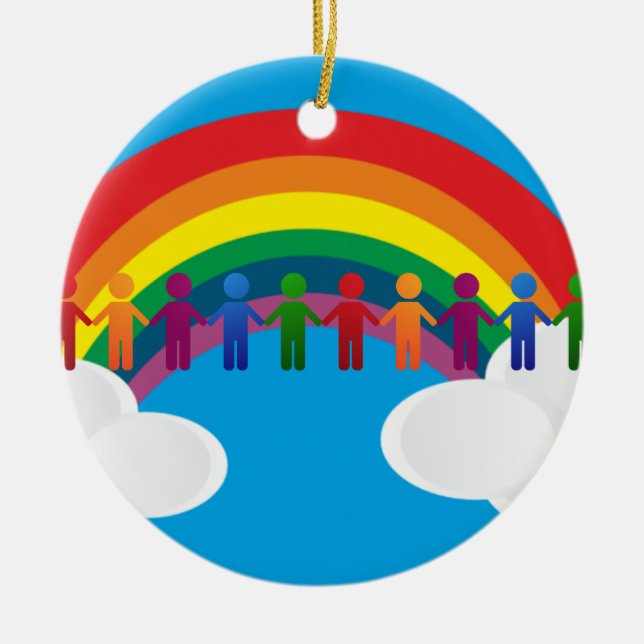 Adorno De Cerámica Bandera de la paz arcoiris (Frente)