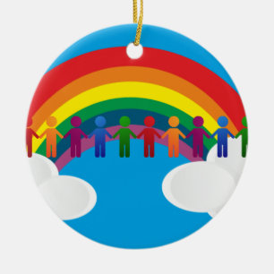 Adorno De Cerámica Bandera de la paz del arco iris