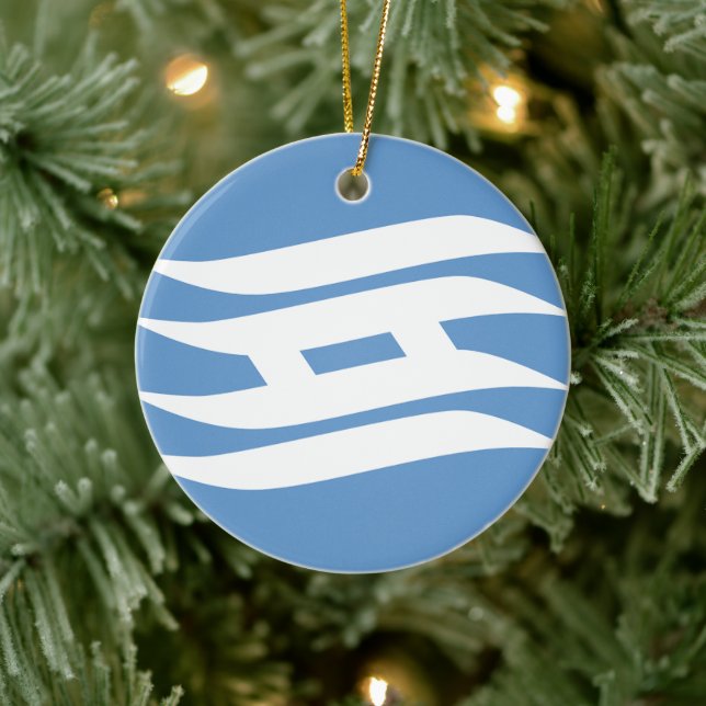 Adorno De Cerámica Bandera de la prefectura de Hyogo, Japón (Árbol)