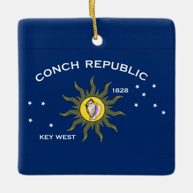 Adorno De Cerámica Bandera de la República de Conch (Anverso)