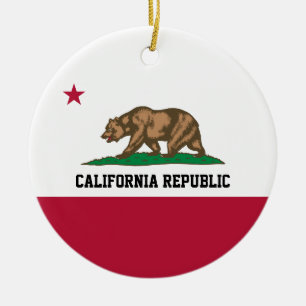 Adorno De Cerámica Bandera de la República de los Osos de California