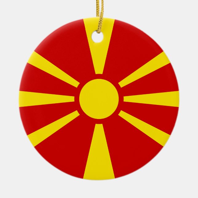 Adorno De Cerámica Bandera de la República de Macedonia (Frente)