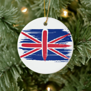 Adorno De Cerámica Bandera de la unión británica de pincel
