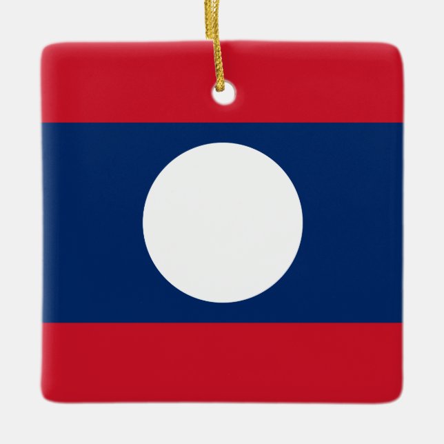 Adorno De Cerámica Bandera de Laos (Anverso)