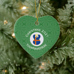 Adorno De Cerámica Bandera de las Islas Åland Navidad Ángel Nombre Añ