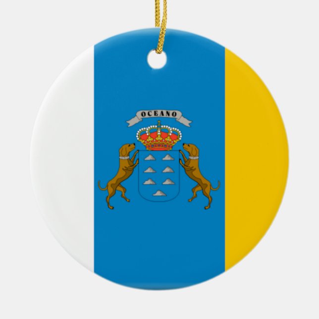 Adorno De Cerámica Bandera de las islas Canarias (España) (Frente)