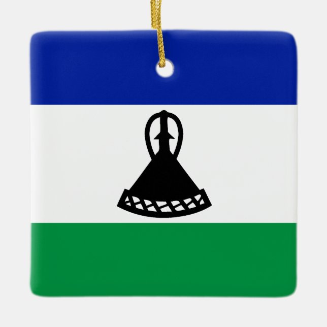 Adorno De Cerámica Bandera de Lesoto (Anverso)