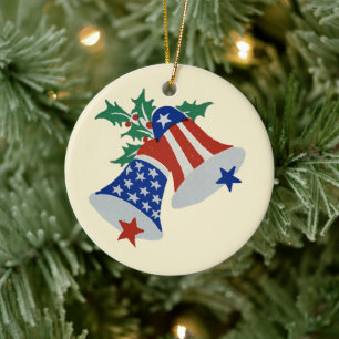 Adorno De Cerámica Bandera de los Estados Unidos Navidades patriótico