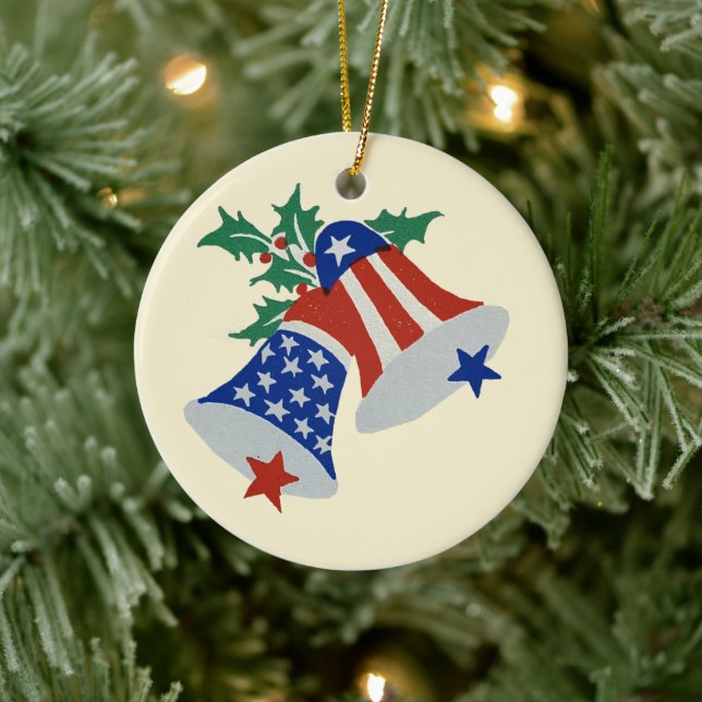 Adorno De Cerámica Bandera de los Estados Unidos Navidades patriótico (Árbol)