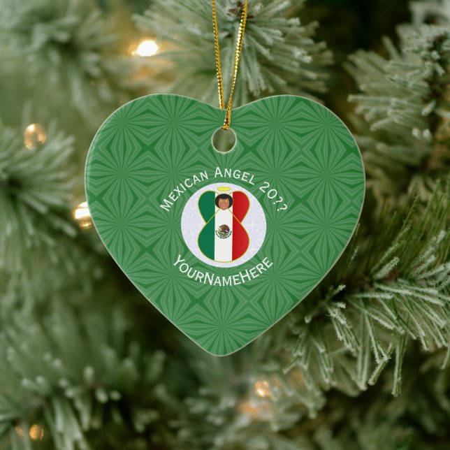 Adorno De Cerámica Bandera de los Navidades Angel de México personali (Árbol)