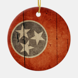 Adorno De Cerámica Bandera de madera rugosa de Tennessee