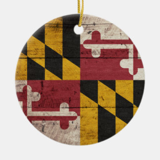Adorno De Cerámica Bandera de Maryland de madera antigua