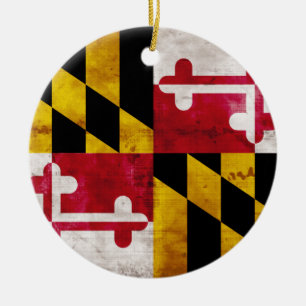 Adorno De Cerámica Bandera de Maryland Weathered