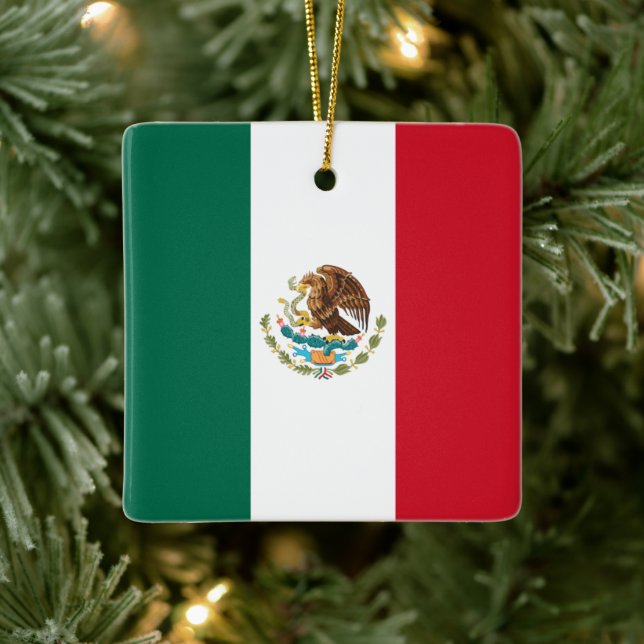 Adorno De Cerámica Bandera de México, Bandera de la República Mexican (Árbol)