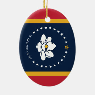 Adorno De Cerámica Bandera de Misisipi - Nueva Bandera de Magnolia