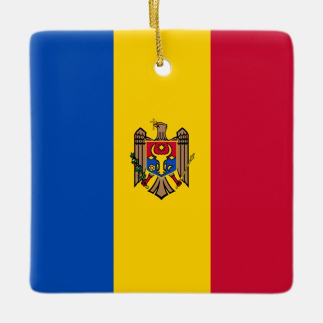 Adorno De Cerámica Bandera de Moldavia (Anverso)