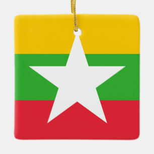 Adorno De Cerámica Bandera de Myanmar