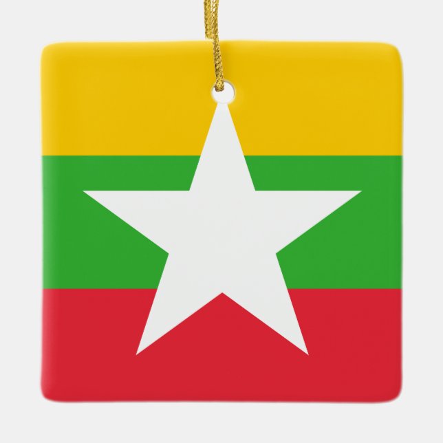 Adorno De Cerámica Bandera de Myanmar (Anverso)