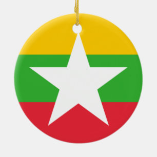 Adorno De Cerámica Bandera de Myanmar (Birmania)