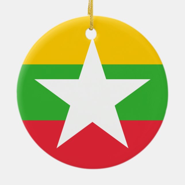 Adorno De Cerámica Bandera de Myanmar (Birmania) (Atrás)
