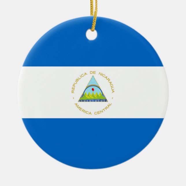 Adorno De Cerámica Bandera de Nicaragua (Frente)