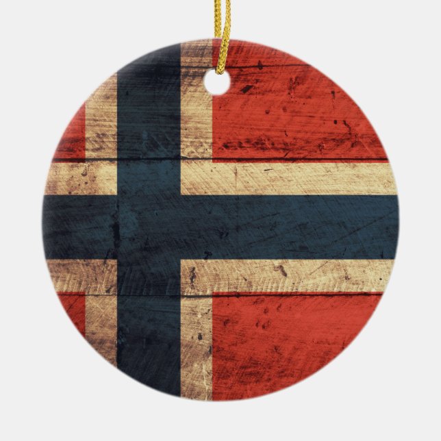 Adorno De Cerámica Bandera de Noruega de madera (Frente)