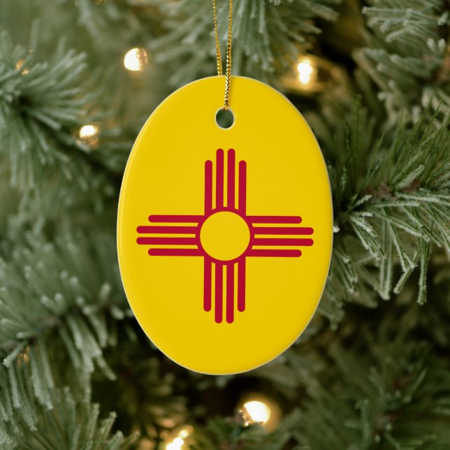 Adorno De Cerámica Bandera de Nuevo México (Árbol)