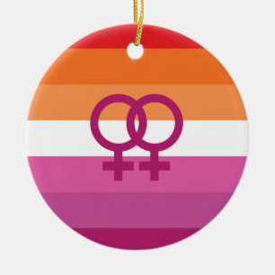 Adorno De Cerámica Bandera de orgullo lésbico WLW