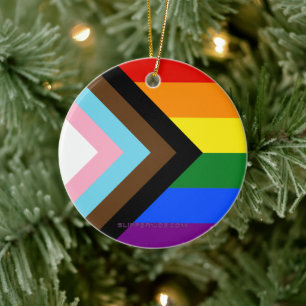 Adorno De Cerámica Bandera de orgullo progresista de SlipperyJoe's se