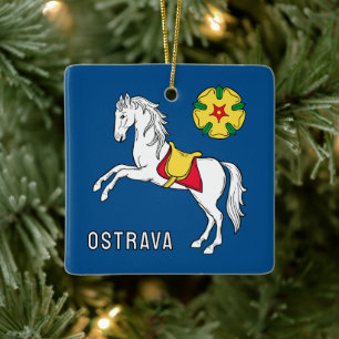 Adorno De Cerámica Bandera de Ostrava, República Checa
