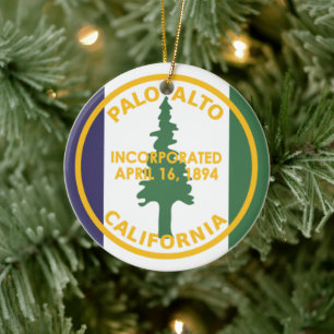 Adorno De Cerámica Bandera de Palo Alto, California