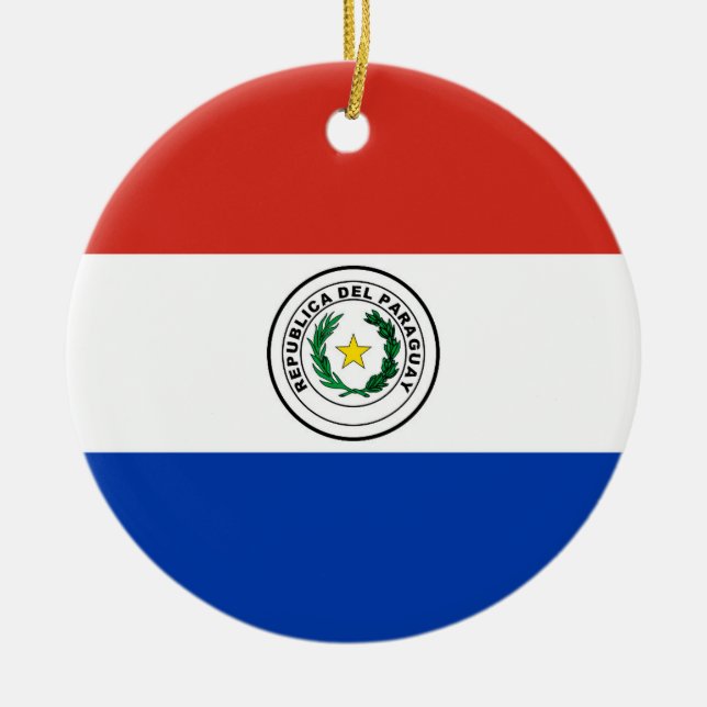 Adorno De Cerámica Bandera de Paraguay (Frente)